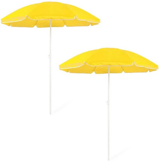 Beringstraat Fantasierijk mooi zo 2x Verstelbare strand/tuin parasols geel 150 cm - Zonbescherming - Voordelige  parasols | bol.com