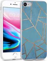 iMoshion Design voor de iPhone SE (2022 / 2020) / 8 / 7 / 6s hoesje - Grafisch Koper - Blauw / Goud