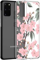 iMoshion Hoesje Geschikt voor Samsung Galaxy S20 Plus Hoesje Siliconen - iMoshion Design hoesje - Roze / Transparant / Cherry Blossom