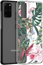 iMoshion Hoesje Geschikt voor Samsung Galaxy S20 Plus Hoesje Siliconen - iMoshion Design hoesje - Groen / Roze / Tropical Jungle