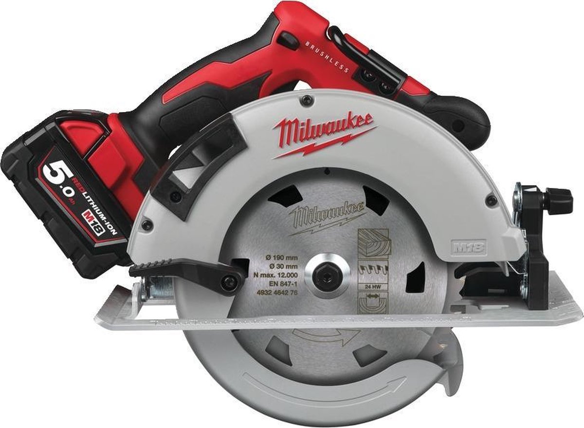 Milwaukee M18 BLCS66-502X Accu Cirkelzaag 190mm 18V 5.0Ah in HD-Box - 4933464590