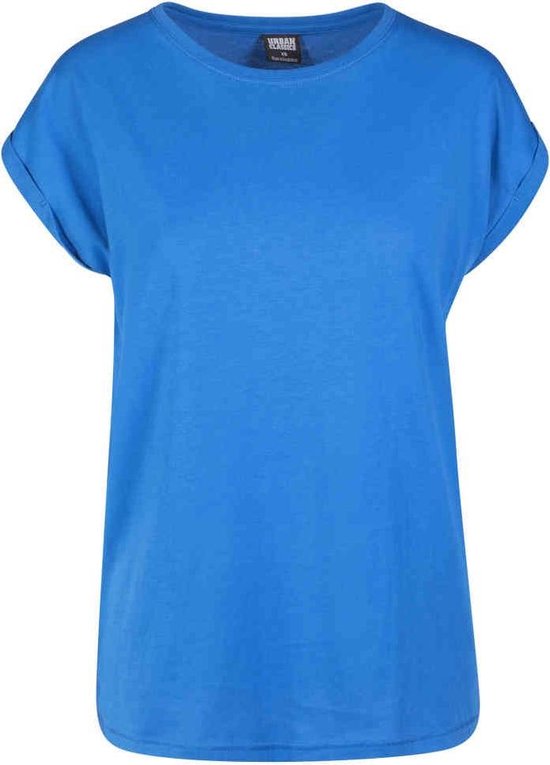 Urban Classics - Extended shoulder Dames T-shirt - S - Blauw