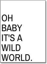 Poster met Tekst "Oh baby, it's a wild world' - A3 Poster 29x42cm