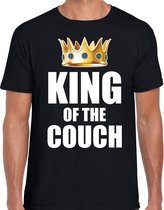 Koningsdag t-shirt king of the couch zwart voor heren M