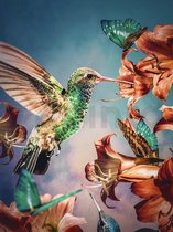 Vogels Bloemen Vlinders - VIERKANT - 30x40cm - Diamond Painting Volwassenen - Paintd