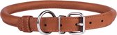 Rolled Leather Dog Collar - COLLAR SOFT - black or brown-Brown-XS