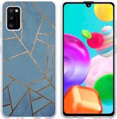 iMoshion Hoesje Geschikt voor Samsung Galaxy A41 Hoesje Siliconen - iMoshion Design hoesje - Blauw / Meerkleurig / Goud / Blue Graphic