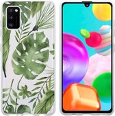 iMoshion Hoesje Siliconen Geschikt voor Samsung Galaxy A41 - iMoshion Design hoesje - Groen / Transparant / Monstera Leaves