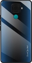 Voor Huawei Nova 5i Pro Texture Gradient Glass beschermhoes (blauw)