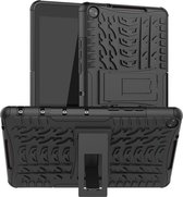 Voor Huawei MediaPad M5 Lite 8 Tire Texture TPU + PC schokbestendig hoesje met houder (zwart)