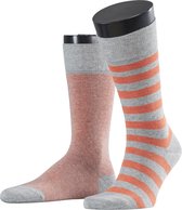 Esprit Piqué Stripe Fantasiesok Heren 2-PACK 17859 - Grijs 3400 light grey Heren - 39-42