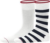 Esprit Block Stripe Sokken 2-PACK Heren 17717 - Wit 2000 white Heren - 39-42