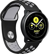 Siliconen Smartwatch bandje - Geschikt voor  Samsung Galaxy Watch Active sport band - zwart/grijs - Horlogeband / Polsband / Armband