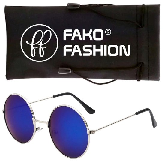 Bank Gezamenlijk omverwerping Fako Fashion® - Kinder Zonnebril - Ronde Glazen - Gabber Bril - Zilver -  Blauw | bol.com