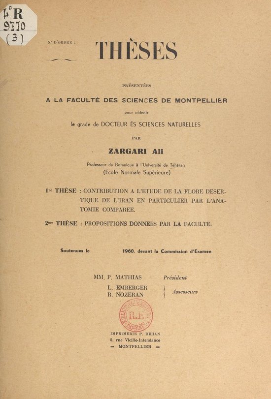 Contribution à l'étude de la flore désertique de l'Iran,  ... - cover