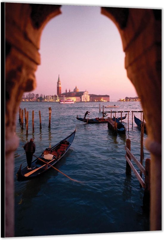 Dibond –Bootjes in Venetië– 100x150cm Foto op Aluminium (Met Ophangsysteem)