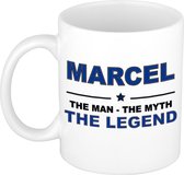 Naam cadeau Marcel - The man, The myth the legend koffie mok / beker 300 ml - naam/namen mokken - Cadeau voor o.a verjaardag/ vaderdag/ pensioen/ geslaagd/ bedankt