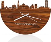 Skyline Klok 's-Hertogenbosch Palissander hout - Ø 40 cm - Woondecoratie - Wand decoratie woonkamer - WoodWideCities