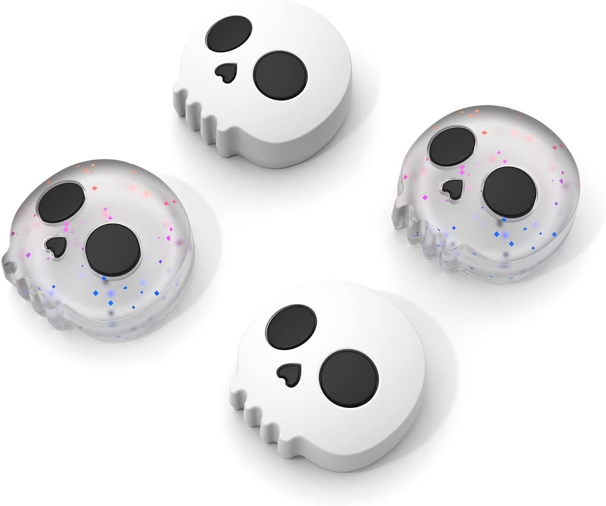 SnelShoppen - 4 Stuks Analoge Caps, Joystick Rubber Buffers, Cute Thumb Grip voor Nintendo Switch, Switch Lite en Switch OLED, Skulls Design, Perfecte