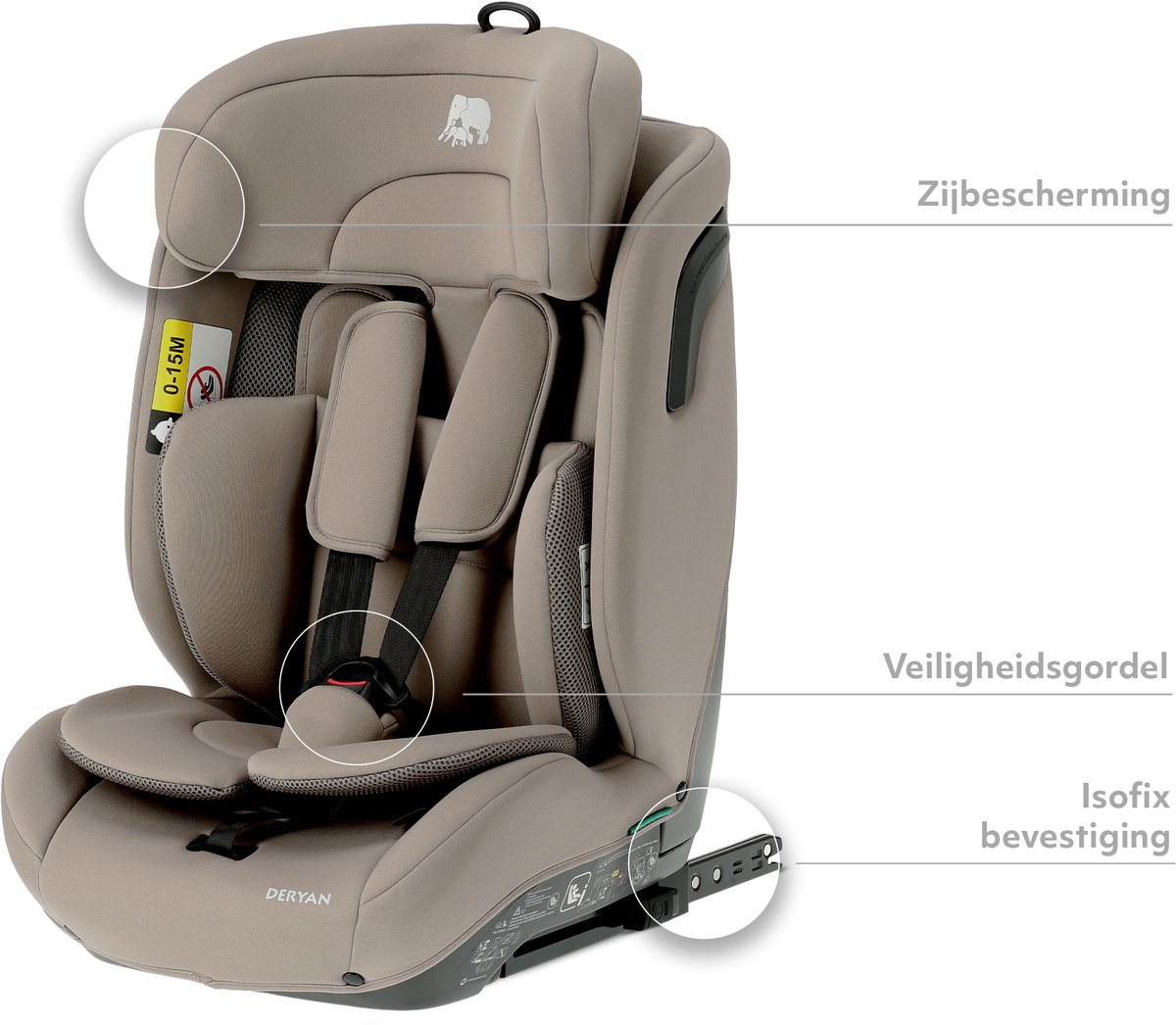 Deryan Carter Luxe i-Size Isofix Autostoel - 76-150cm - Truffle Nougat thumbnail 2