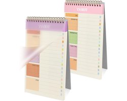 2pc Weekly Planner - A5 Sheets - Weekly Daily Planner - To Do List Pad - 52 Sheets - Tear-off Paper - Double-Sided Writing - Undated Daily Planner