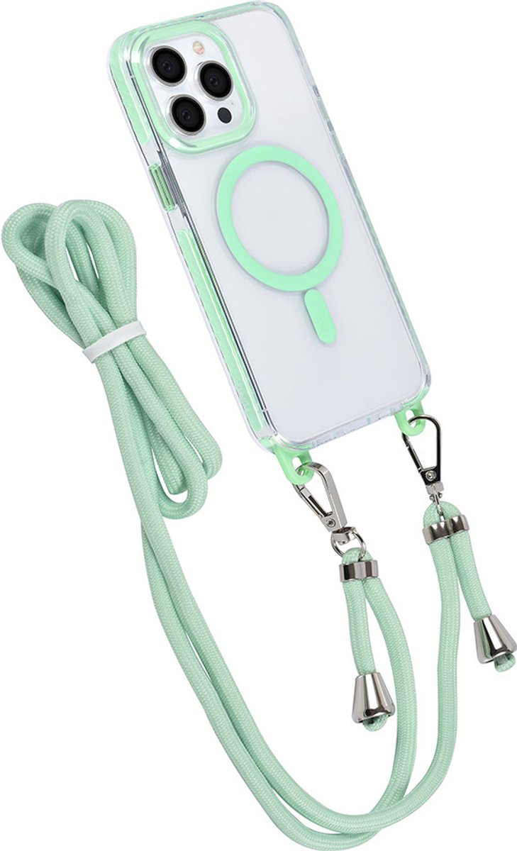 TUNIQ telefoonhoesje voor Apple iPhone 14 Pro Max - MagSafe backcover met koord - Groen