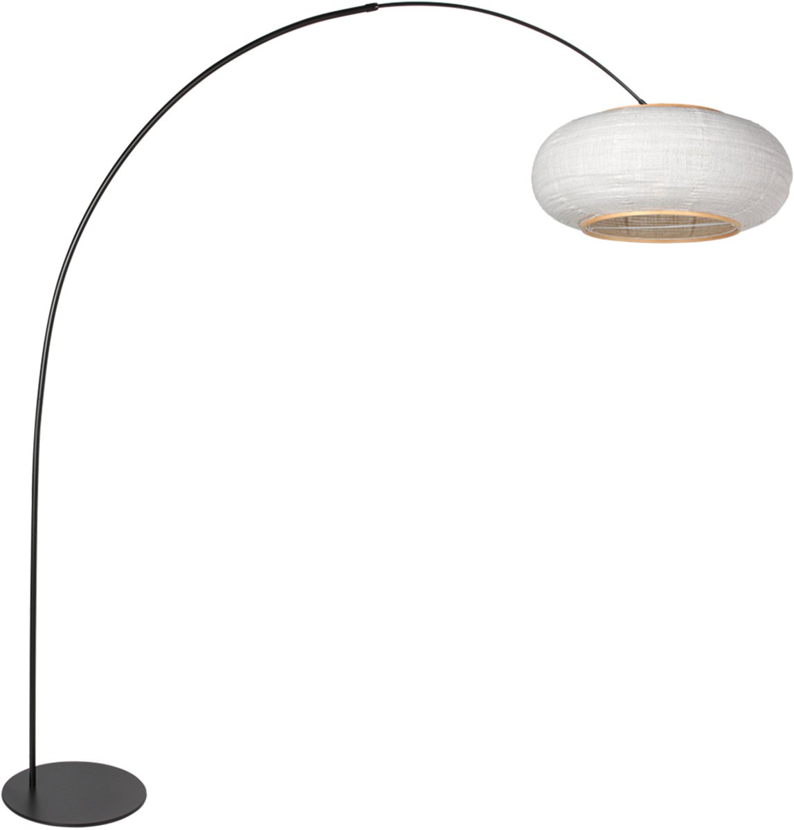 Vloerlamp - zwart - Curve - elektronica linnen metaal - booglamp - E27 - 4642ZW - Anne Lighting