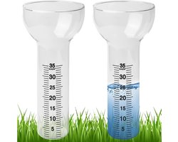 QTTVBTNA – 2 stuks Regenmeter - Glazen - Vervangingsbuis met Duidelijke Markeringen 1-35 mm - Trechtervormig Regenmeetinstrument voor Buiten - Voor tuin, erf en landbouwgebieden - Transparant