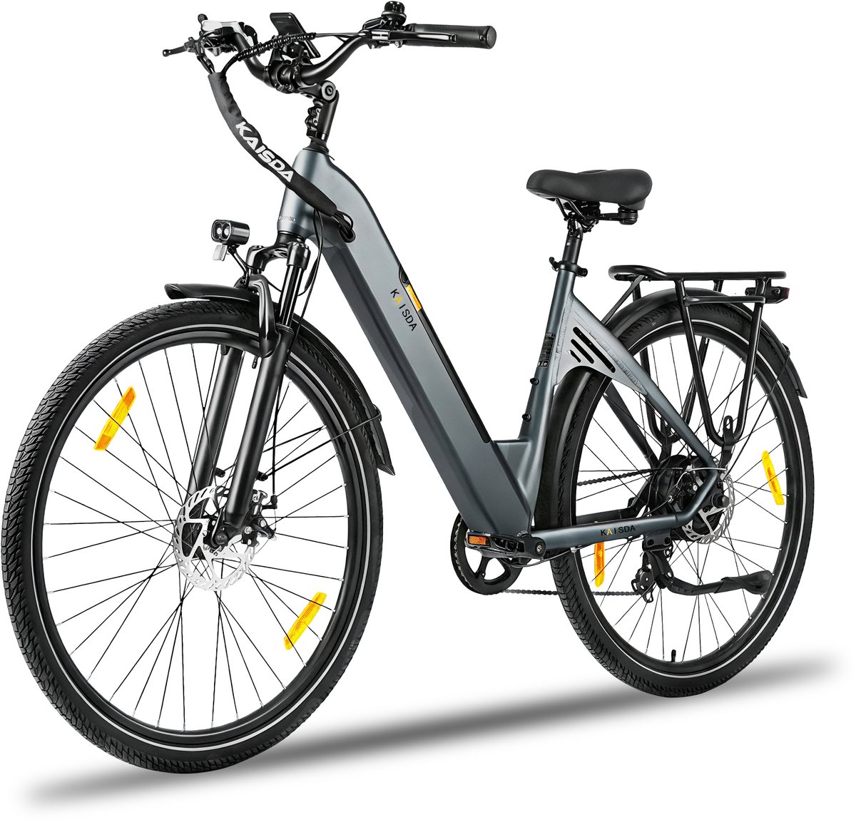 Elektrische fiets 28 Inch - Damesfiets-Herenfiets-Aluminiumlegering- met 7 versnellingen -36 V 20 Ah -elektrische stadsfiets -Achterwielmotor 250W - Hydraulische schijfrem -tot 150km- IP54 Waterdicht - Grijs