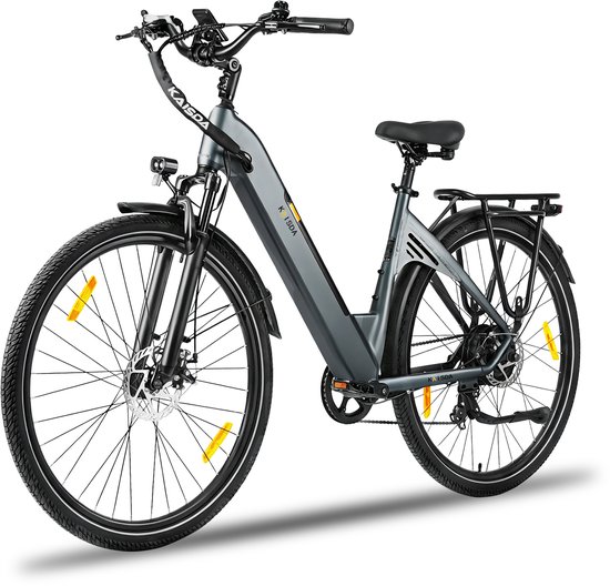 Elektrische fiets 28 Inch - Damesfiets-Herenfiets-Aluminiumlegering- met 7 versnellingen -36 V 20 Ah -elektrische stadsfiets -Achterwielmotor 250W - Hydraulische schijfrem -tot 150km- IP54 Waterdicht - Grijs