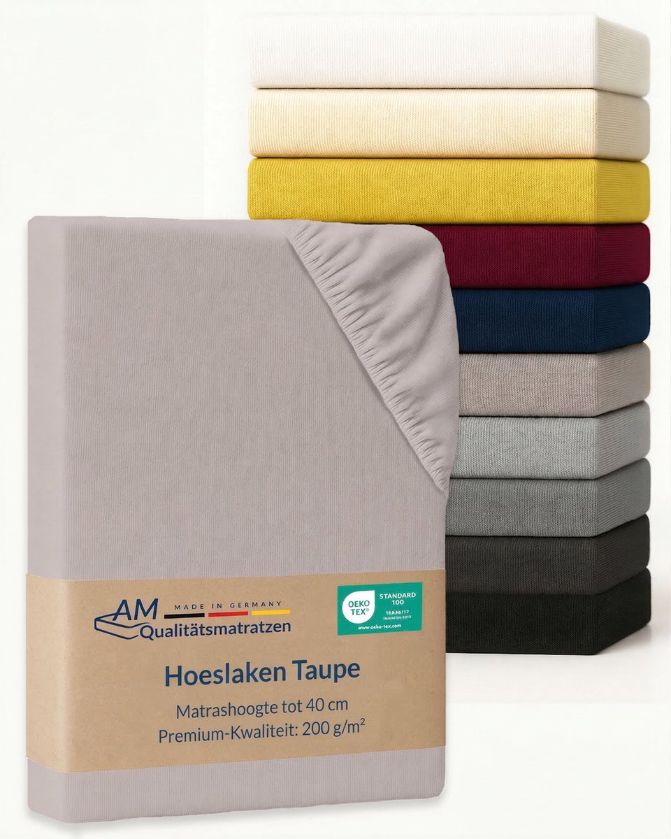 AM Qualitätsmatratzen Premium hoeslaken 130 x 190 cm boxspringbed (200gsm) in Taupe - Made