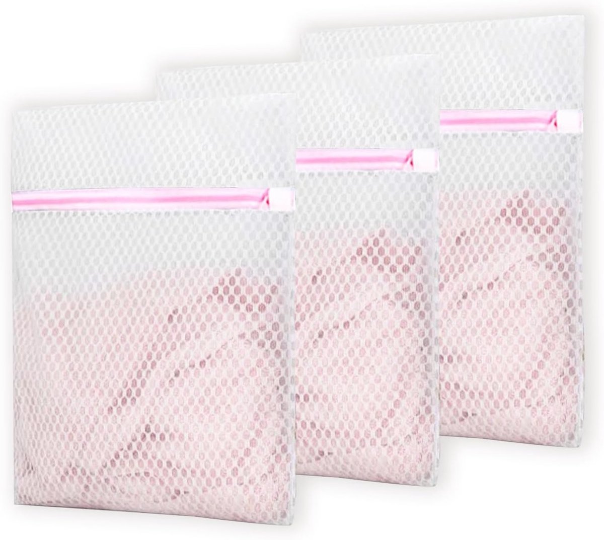 Set van 3 Herbruikbare Mesh Waszakken met Ritsen, 12"x16" voor Delicate Kleding, Ondergoed en Reizen