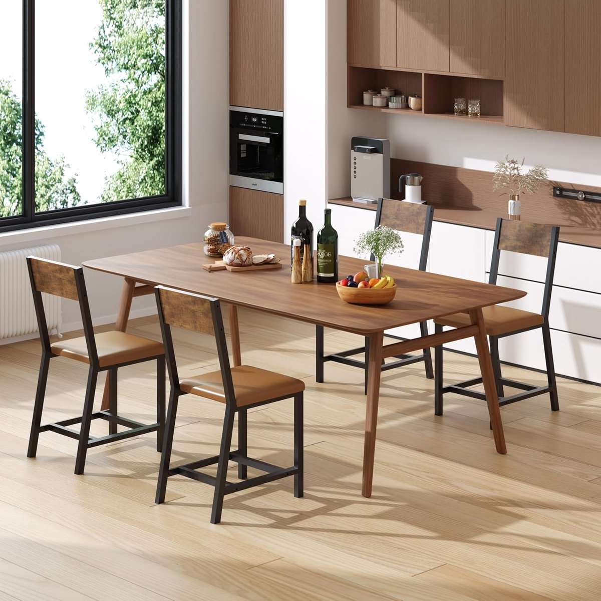 Industriële Velvet Eetkamerstoel Set van 2 – Bruin, Stalen Frame, Ergonomische Rugleuning & Extra Comfort 39 x 36 x 88 cm