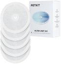 PETKIT doos met 'FILTER UNIT 3.0' en vijf witte, ronde filters met centraal gat.