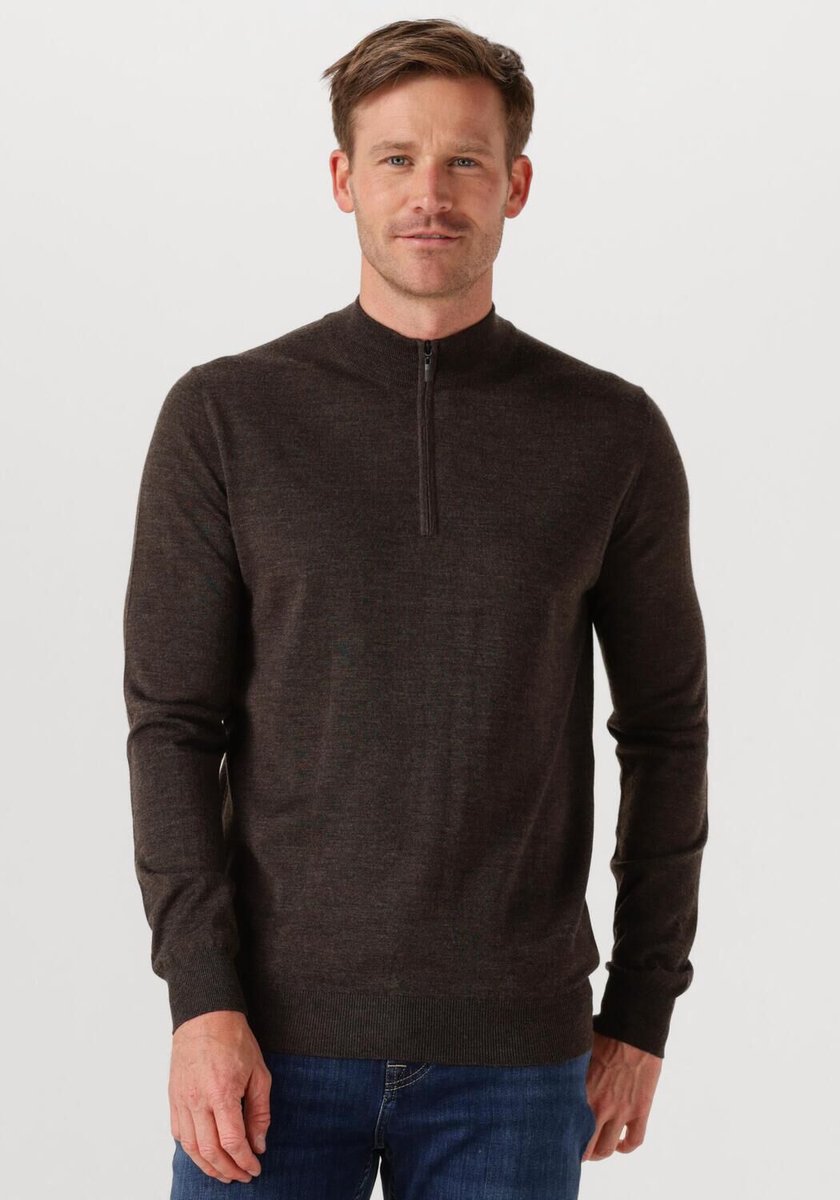 STEFANO LAURAN Half Zip Anders Truien & Vesten Heren - Sweater - Hoodie - Vest- Bruin - Maat L