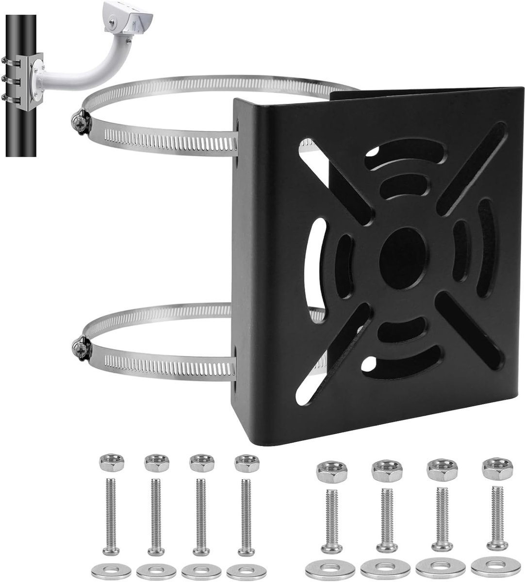 Verstelbare verticale paalmontage voor beveiligingscamera's, CCTV, LED verlichting en zonnepanelen met 6 lussen