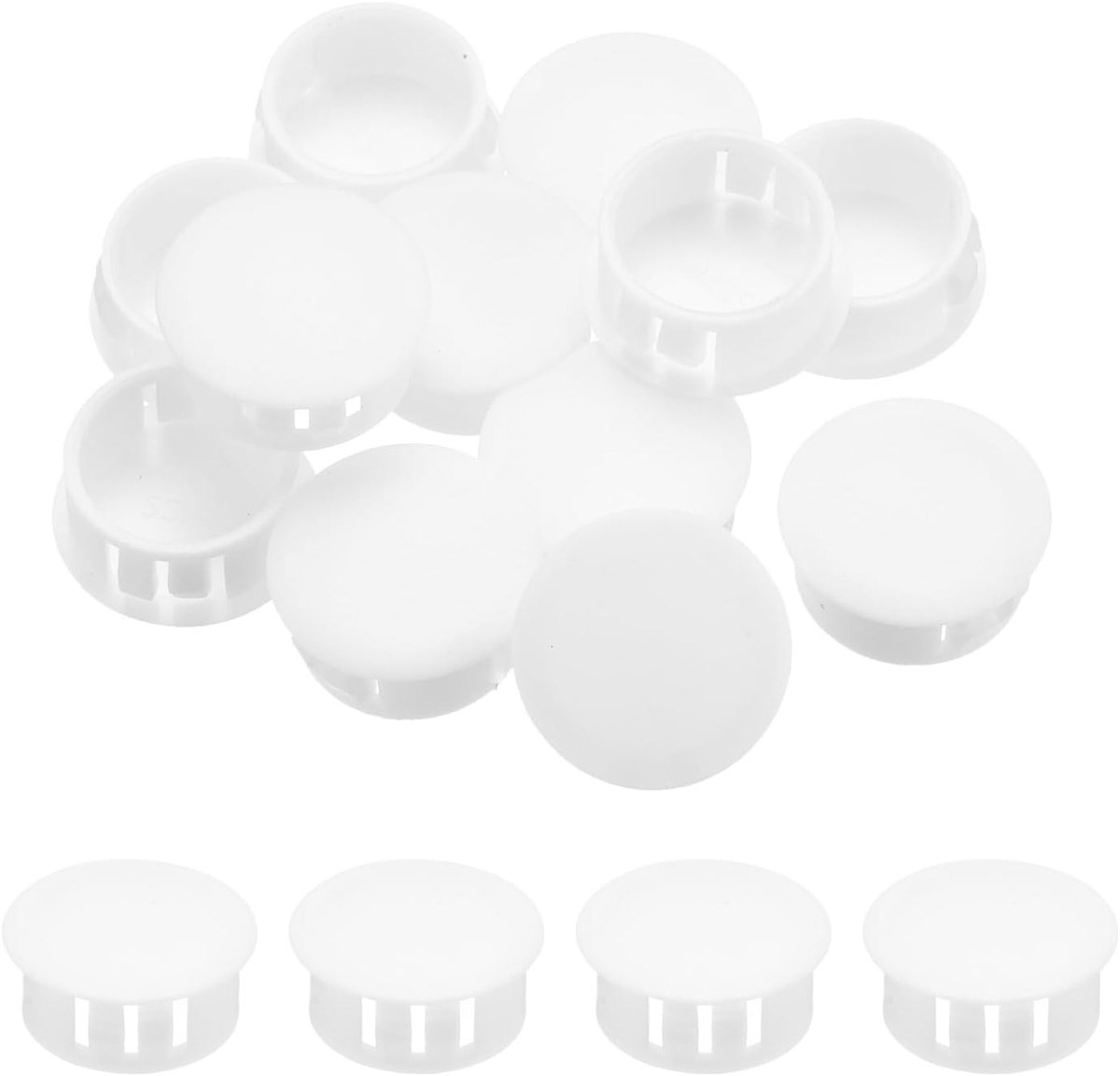Allecta - Set van 32 witte kunststof gatstoppen met 22 mm diameter voor plaatgaten - Afdekkappen voor vergrendelingsbuizen, meubels, kasten