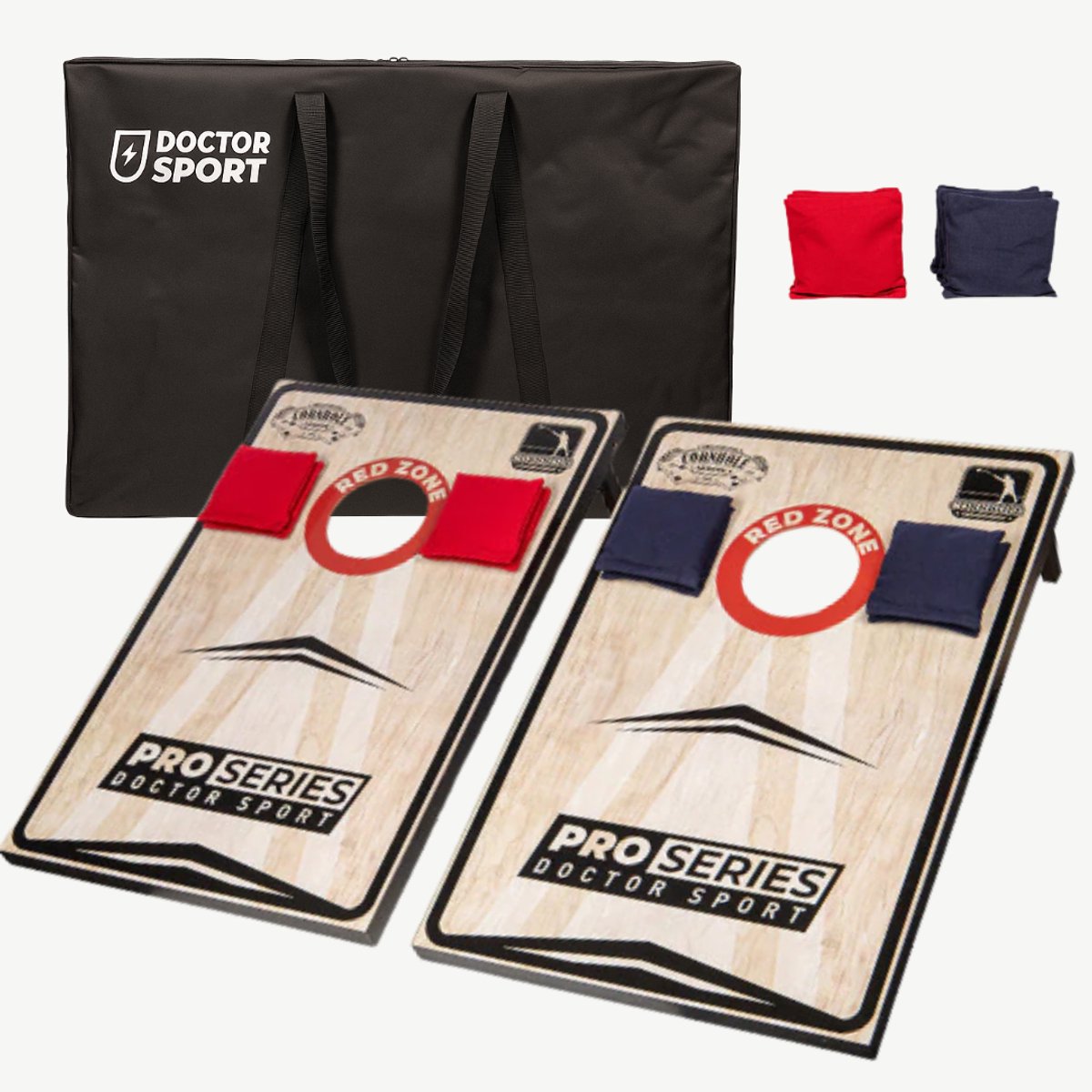 Cornhole 2x Compleet met 8 bean bags en draagtas - 90x60 - 13kg. Officieel Red Zone League