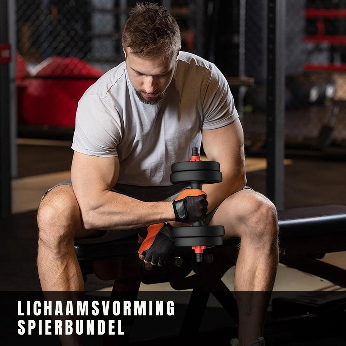 MIRA® Verstelbare Dumbells - Verstelbare Dumbbells - Dumbell Set - Verstelbare Dumbell - Rood - 13cm x 6cm x 6cm thumbnail 2