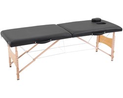 Miryx Opvouwbare Houten Massagetafel - Brancard Met Hoofdsteun 186X60X58-81 Cm - Draagbare Opbergtas - Hoogte Verstelbare Massagebank