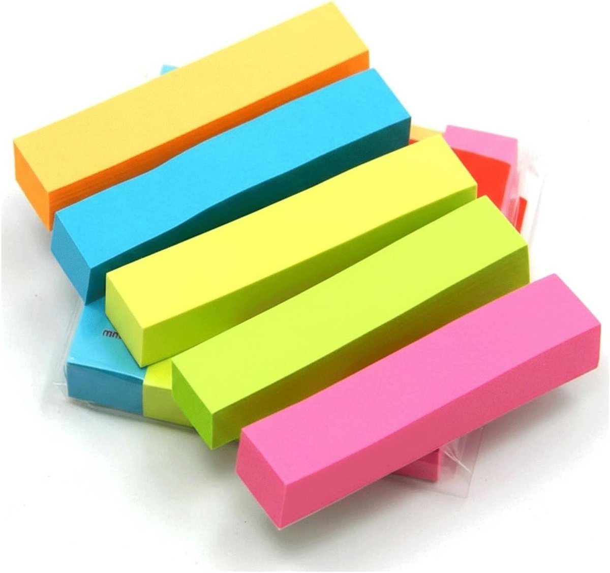 Pack van 600 Kleine Zelfklevende Notities, 76 x 16 mm, 5 Kleuren, 120 Bladen per Kleur, Kleurige Zelfklevende Aantekeningen voor Boeken en Indexeren, Ideaal voor Kantoor en Thuis