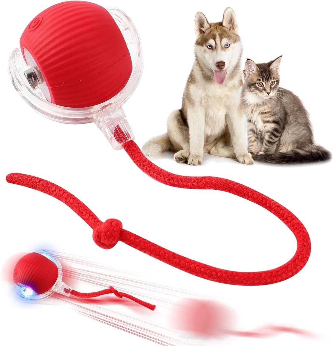 Interactief Speelgoed voor Honden en Katten, Elektrische Bal met Staart, Automatisch Rollende Speelbal voor Dieren, Stimuleert Spel en Beweging