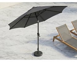 Premium 3M Tuinparasol met Zwengel & Dubbele Kantelfunctie – UV50+ Zonbescherming, Waterafstotend Polyester – Balkon, Terras & Tuin Parasol Ø300 cm – Grijs | Mobili Bella