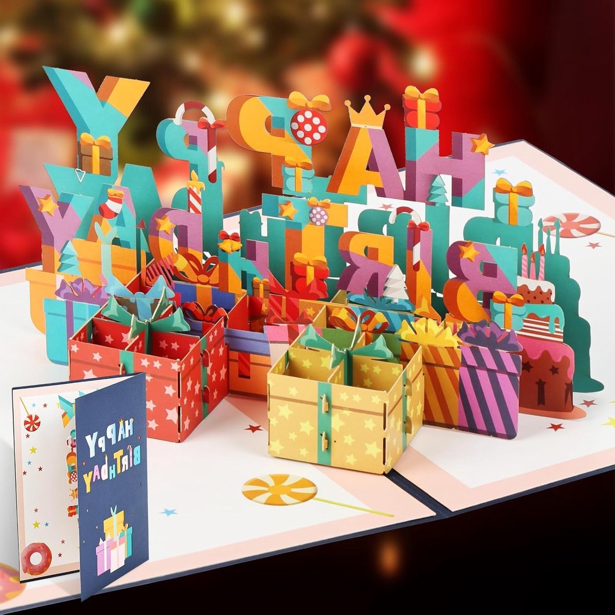 Verjaardagskaart met 3D Pop-Up Ontwerp, Inclusief Envelop, Unieke Gelukkige Verjaardag Kaart voor Vrouwen, Mannen en Kinderen, Creatieve en Moderne Verjaardagsgroet