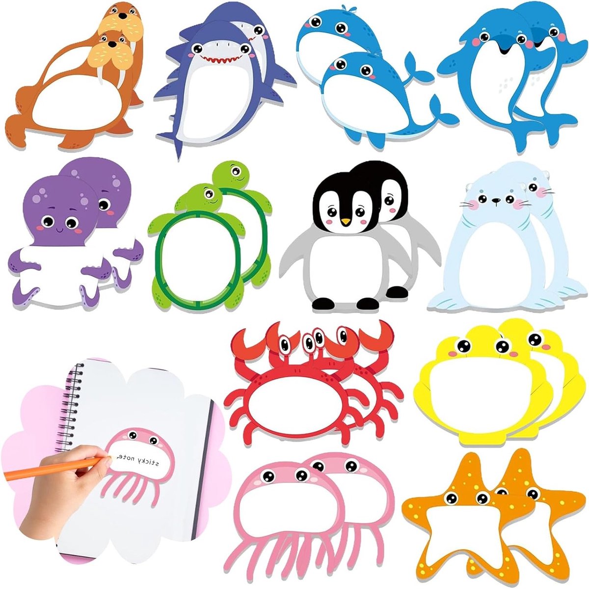 Set van 24 Zelfklevende Notities, Kleine Notities voor Kinderen, Schattige Notitieblokjes, Perfect voor School en Creatieve Projecten