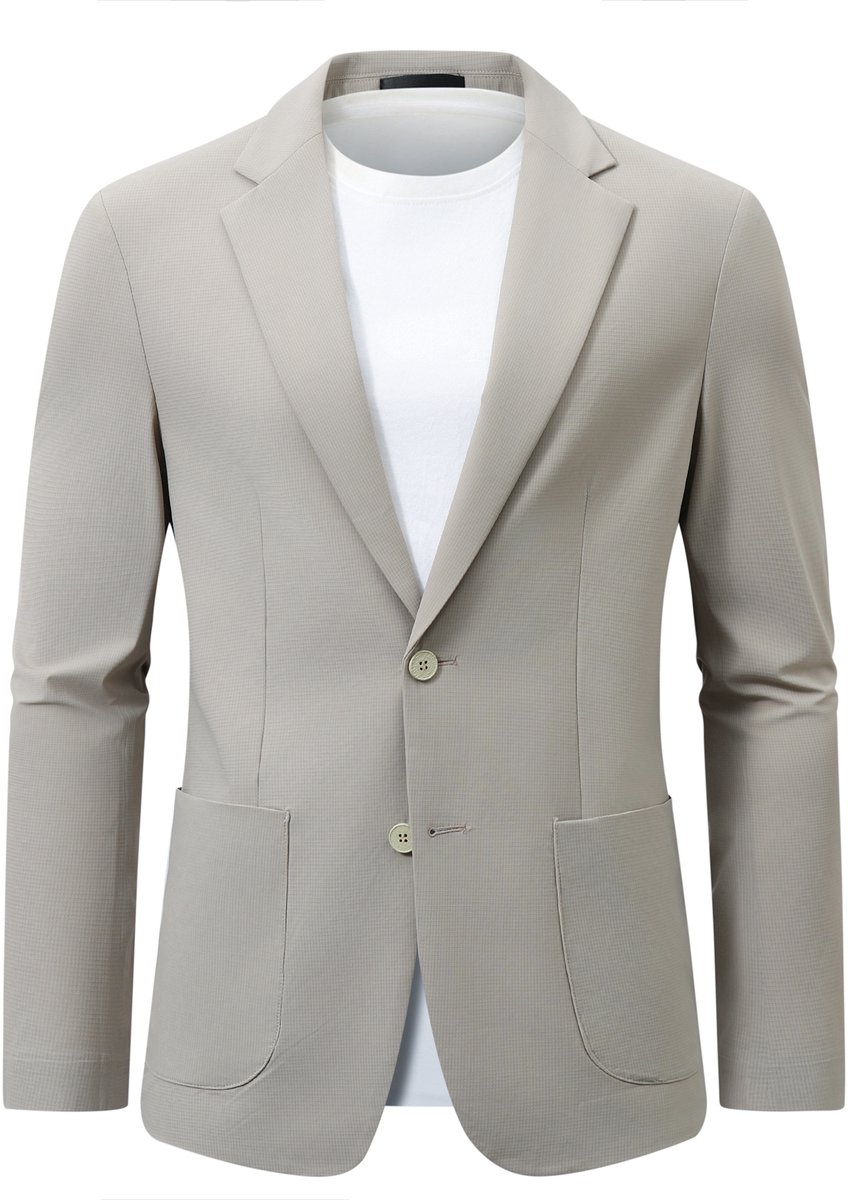 ALLTHEMEN Heren Effen Tweeknopen Single-breasted Blazer - Geperst Ruitpatroon - S