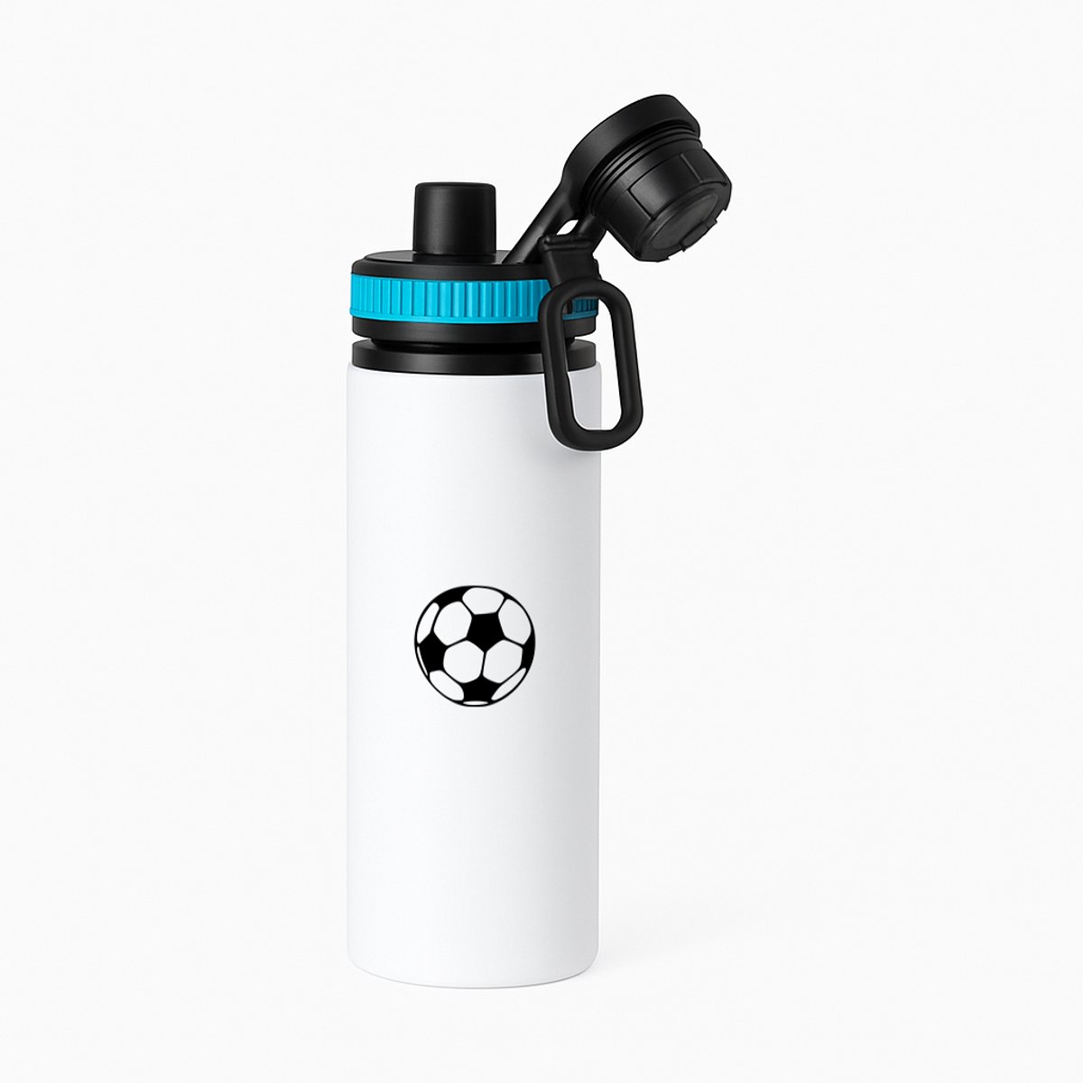 Hacebo® - voetbal waterfles met draaidop blauw - Voetbal - Voetballer - Voetbalster - voor jongens en meisjes - voetbal - sport - bal - cadeau - kado - geschenk - gift - verjaardag - feestdag - water fles - 850ML