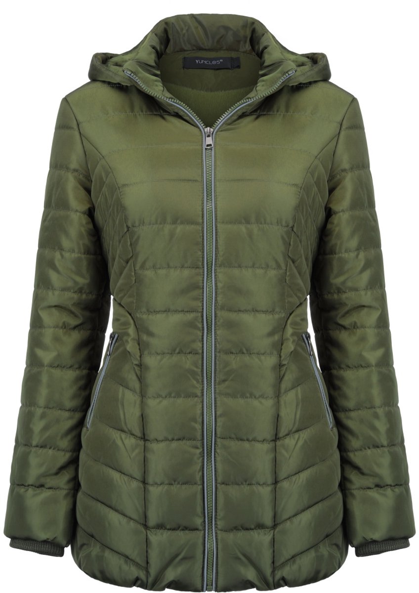 YUNCLOS Dames Gevoerde Gewatteerde Capuchonjas - Winddichte Manchetten - 3XL