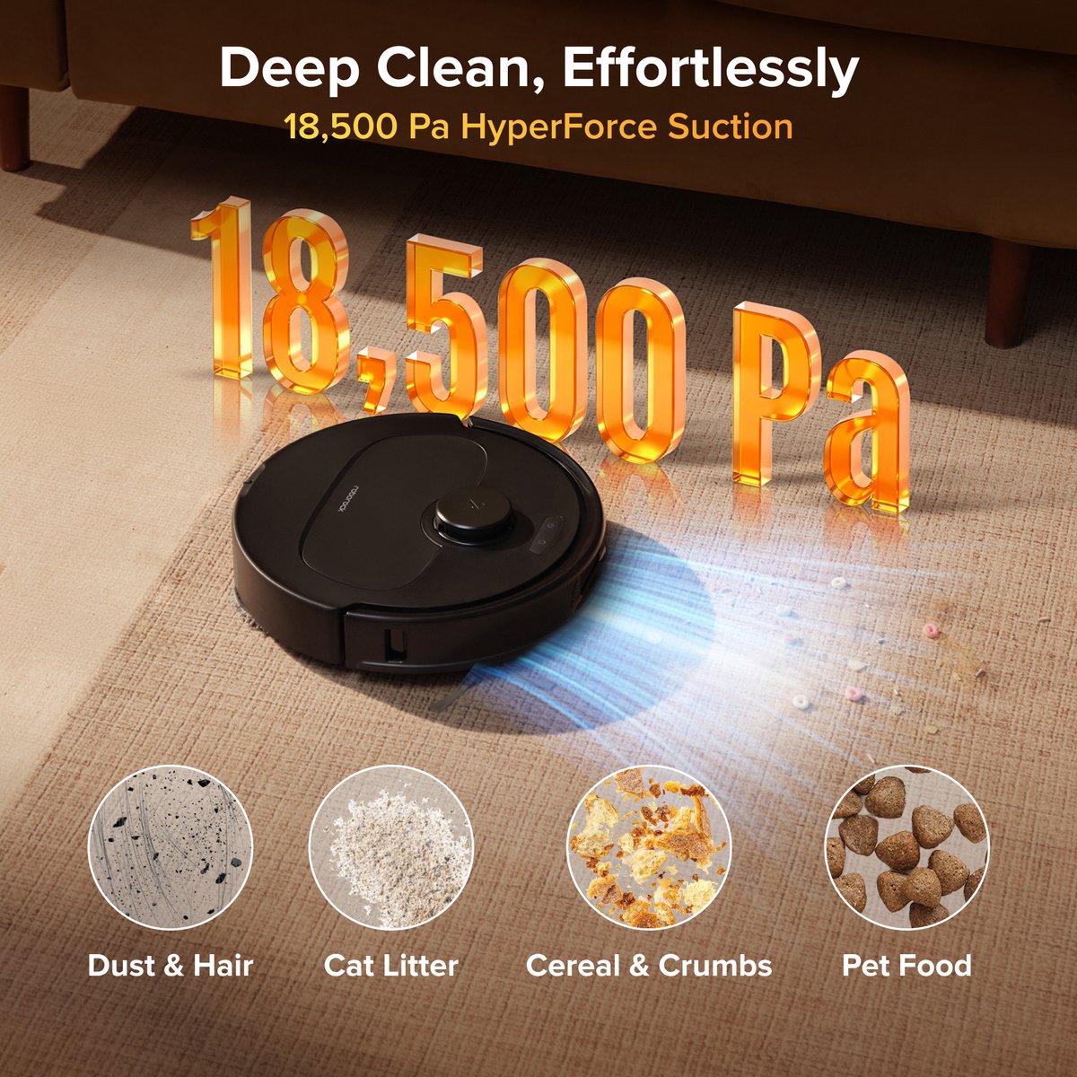Roborock Qrevo S Pro-Robotstofzuiger-Alles-in-één multifunctioneel dockingstation-18500 Pa zuigkracht-Antiklitsysteem-Reactive Tech Obstakelvermijding-Intensieve tapijtreiniging 10 mm Dweilverhoging-Twee roterende dweilpads-Roborock app controle — afbeelding 6