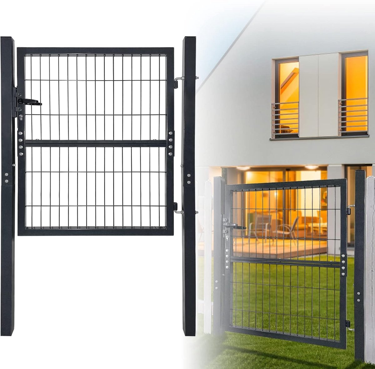 Dubbelstaafmattenhek - Tuinpoort metaal - Tuin afscheiden - Inclusief slot - 100 x 100 cm 